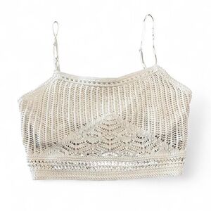 Abercrombie & Fitch Ivory Crochet Spaghetti Strap Crop Top